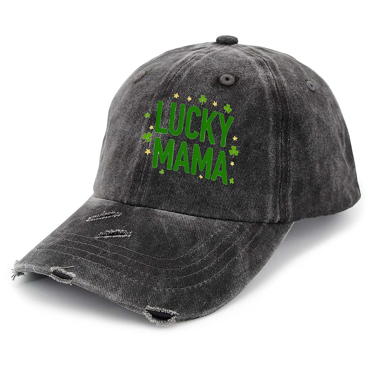 Luck MAMA Unisex Adjustable Curved Brim Print Hole Cowboy Baseball Hat