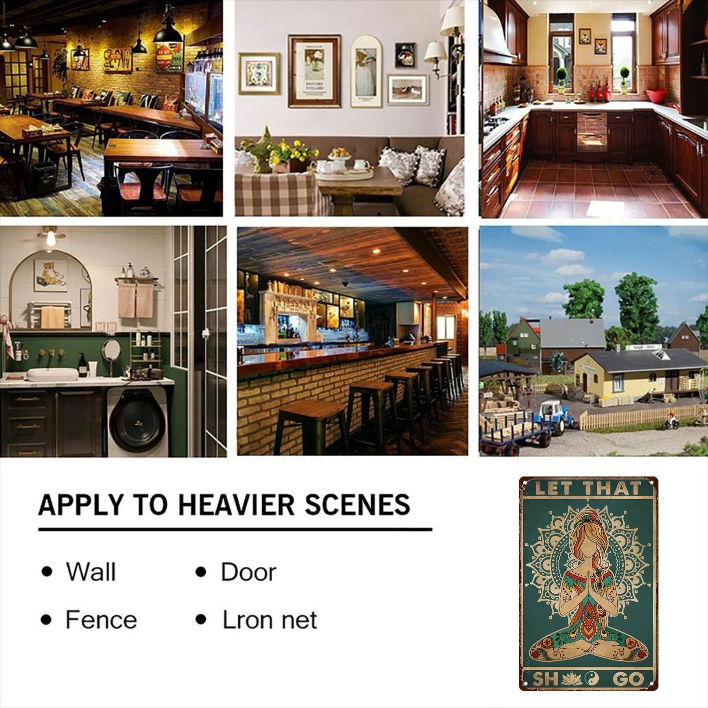 8" x 12" Hippie Yoga Girl Tinplate Sign, durable, wear-resistant, rust-resistant, suitable for room, living room decoration, a perfect gift for yoga lovers