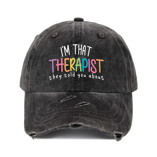 Therapist Unisex Adjustable Curved Brim Print Hole Cowboy Baseball Hat