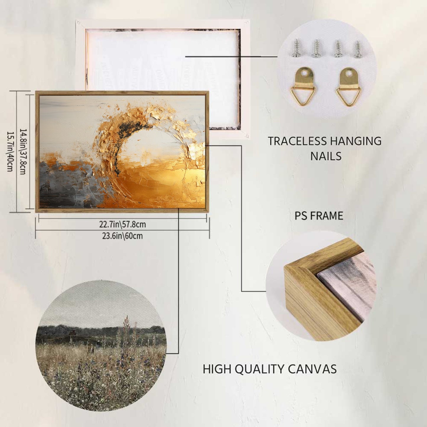 Framed Canvas Painting for Wall 24x16 inches