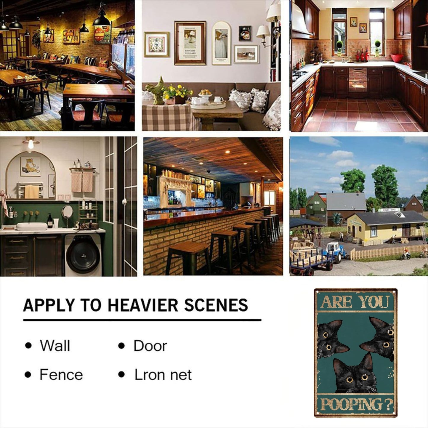 8" x 12" Cat Bathroom Wall Art Metal Sign, durable, wear-resistant, rust-resistant, suitable for garden, living room, bar, garage and other decorations, a good gift