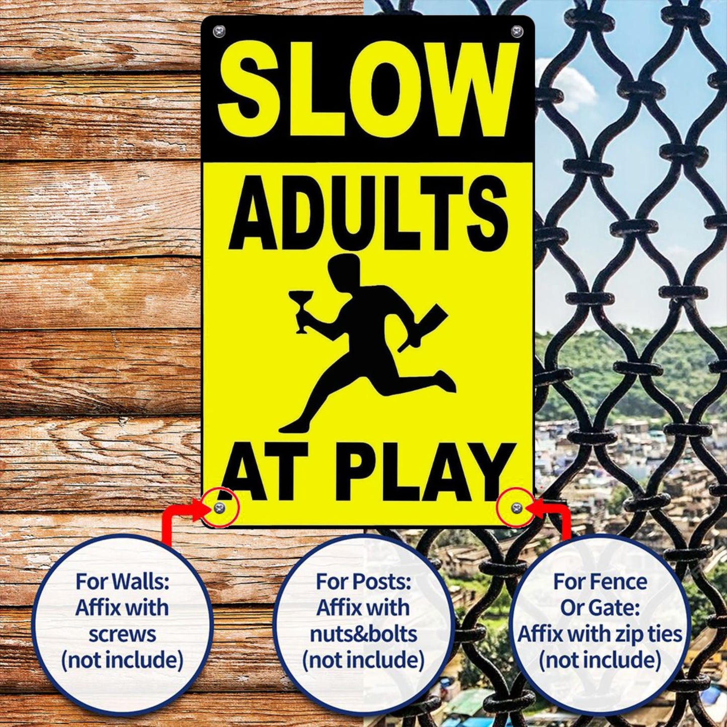 8" x 12" Funny Slogan "Slow Adults At Play" Tinplate Sign, durable, wear-resistant, rust-resistant, suitable for room, living room, bar, garage decoration, a perfect gift