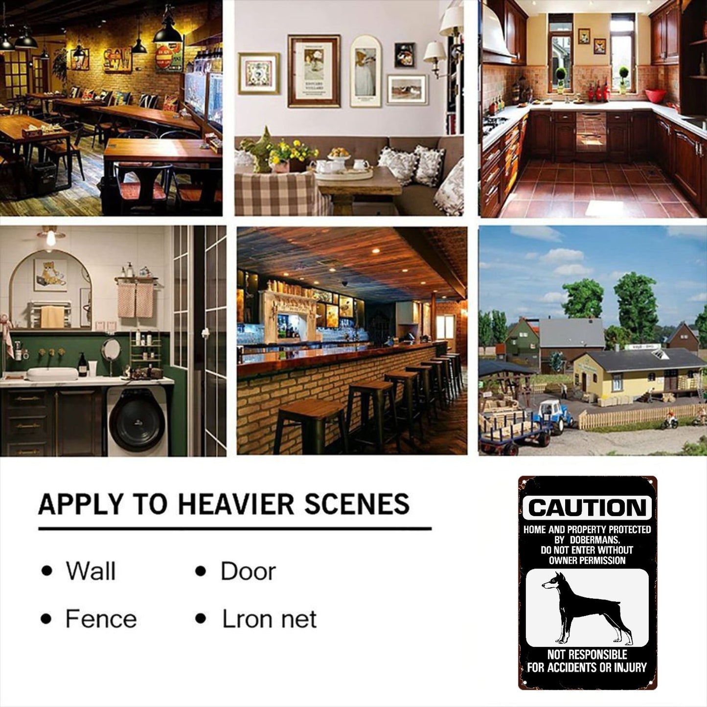 8" x 12" Attention Doberman Warning Do Not Enter, Metal Sign, Durable, Wear-resistant, Rust-resistant, Suitable for garden, living room, bar, garage and other decorations, a good gift