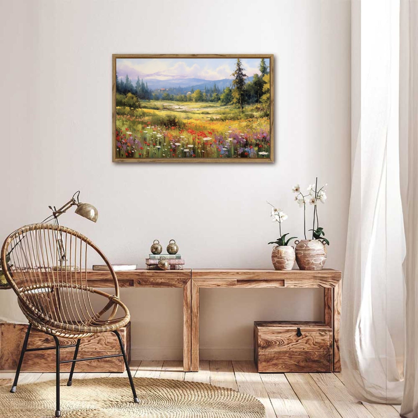 Forest Framed Canvas Painting for Wall 24x16 inches