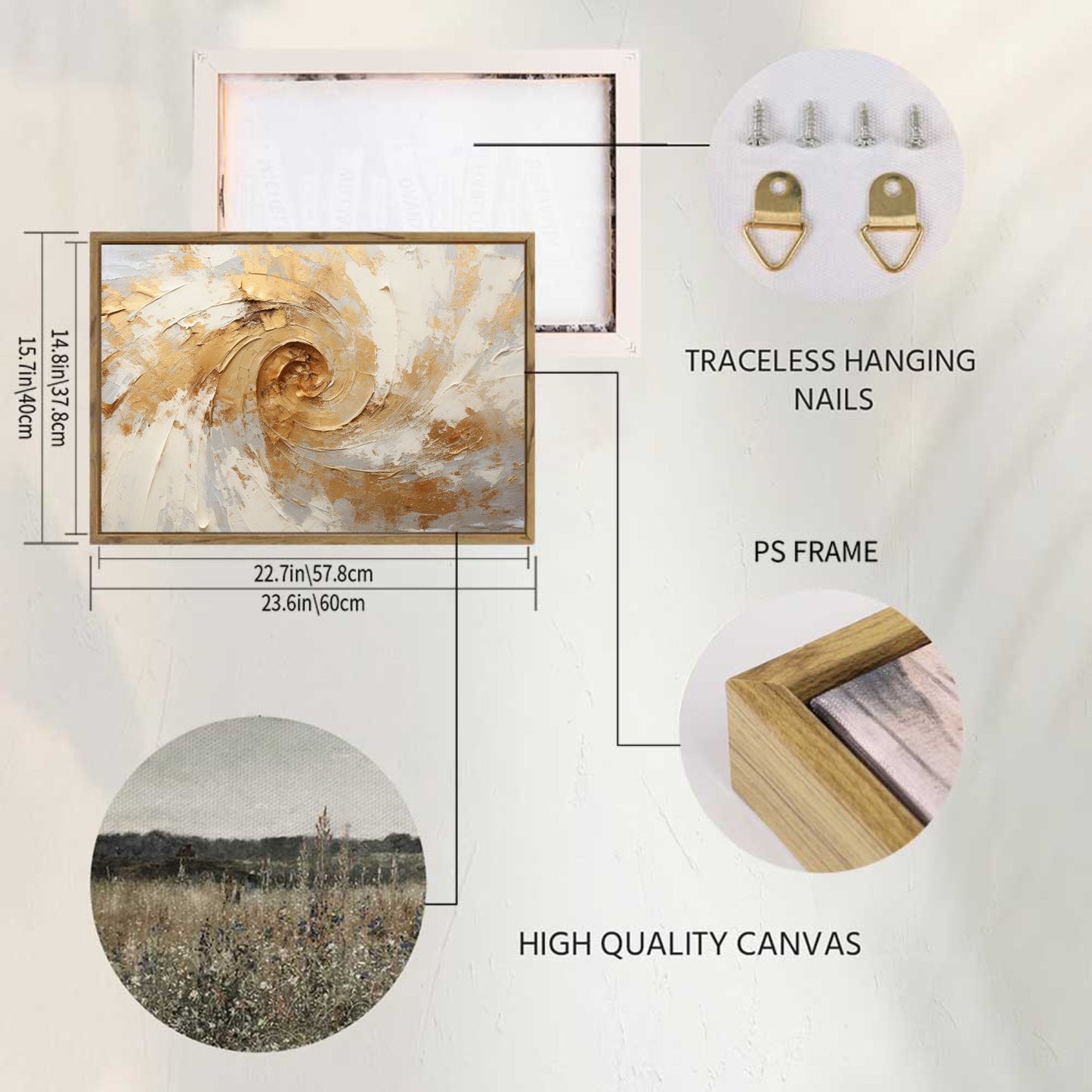 Framed Canvas Painting for Wall 24x16 inches