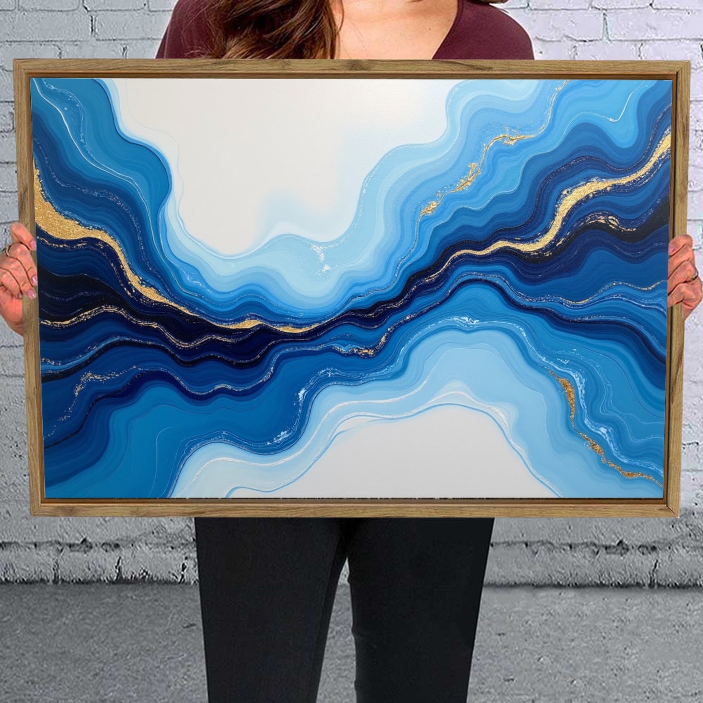 Water Framed Canvas Painting for Wall