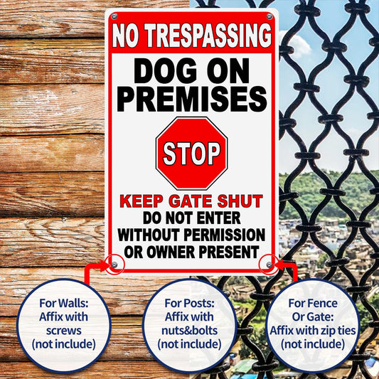 8" x 12" No Trespassing, Dogs in the Yard, Stop, Close the Gate, Metal Sign, Durable, Wear-resistant, Rust-resistant, Suitable for Garden, Living Room, Bar, Garage and other Decorations, a Good Gift