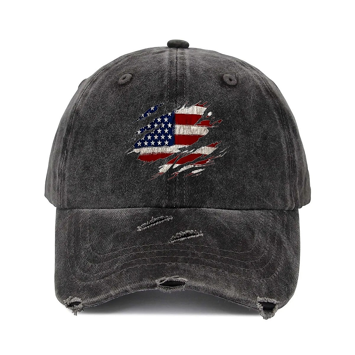 Flag Unisex Adjustable Curved Brim Print Hole Cowboy Baseball Hat