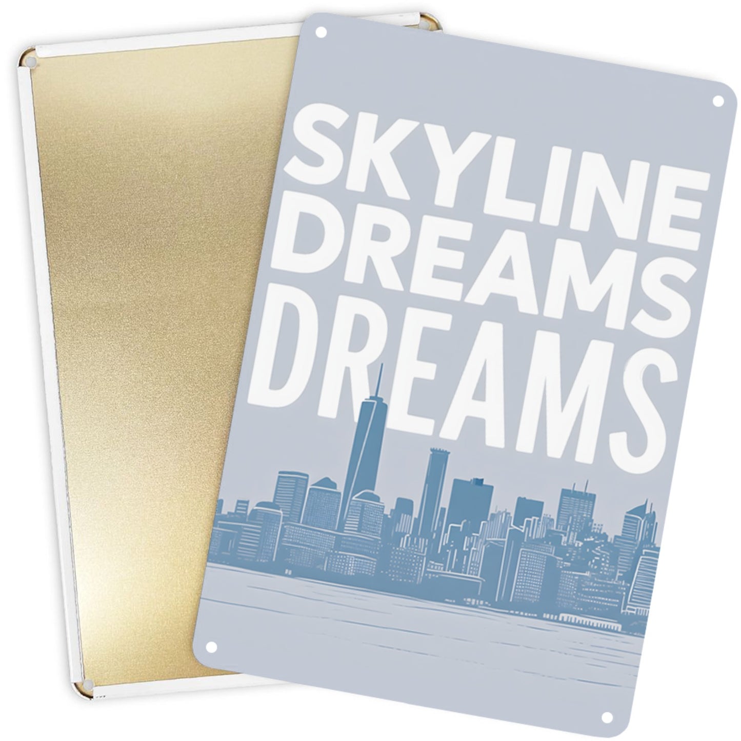 SKYLINE DREAMS DREAMS, elegant metal wall art decoration, perfect for home, bar and garage decoration