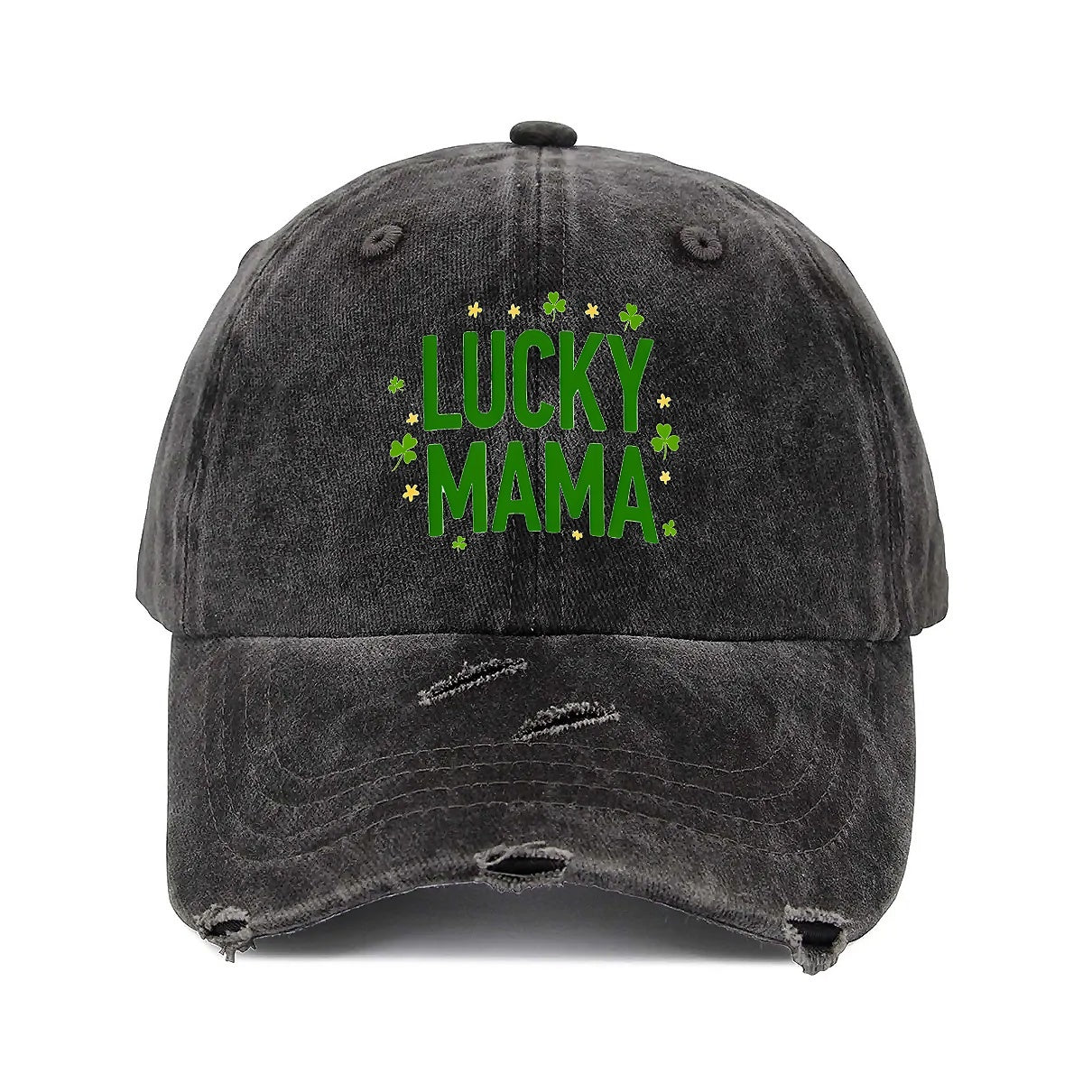 Luck MAMA Unisex Adjustable Curved Brim Print Hole Cowboy Baseball Hat