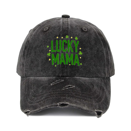 Luck MAMA Unisex Adjustable Curved Brim Print Hole Cowboy Baseball Hat