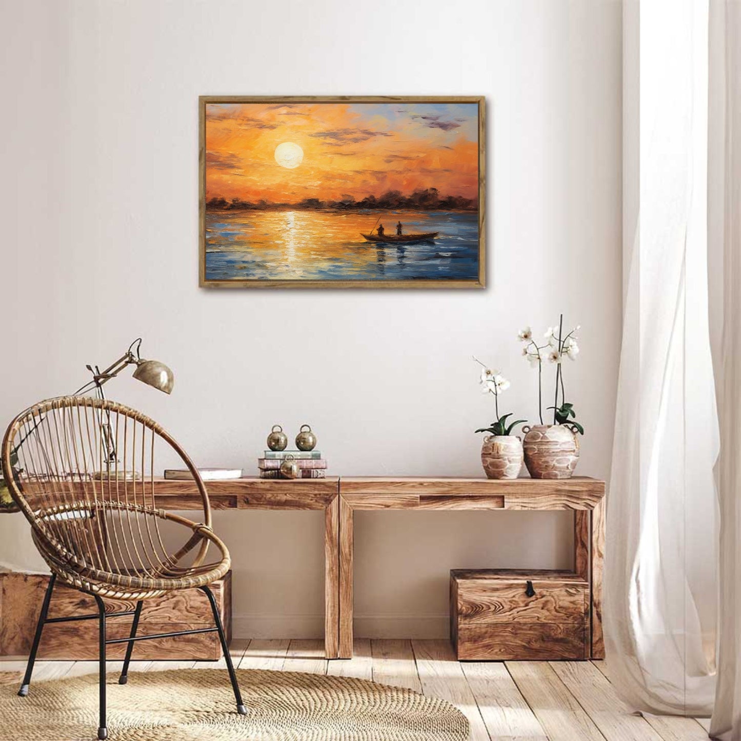 Hot!Sunset Framed Canvas Painting for Wall 24x16 inches