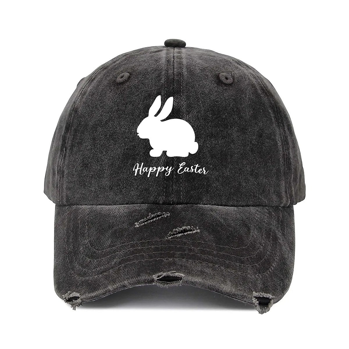 Rabbit Unisex Adjustable Curved Brim Print Hole Cowboy Baseball Hat
