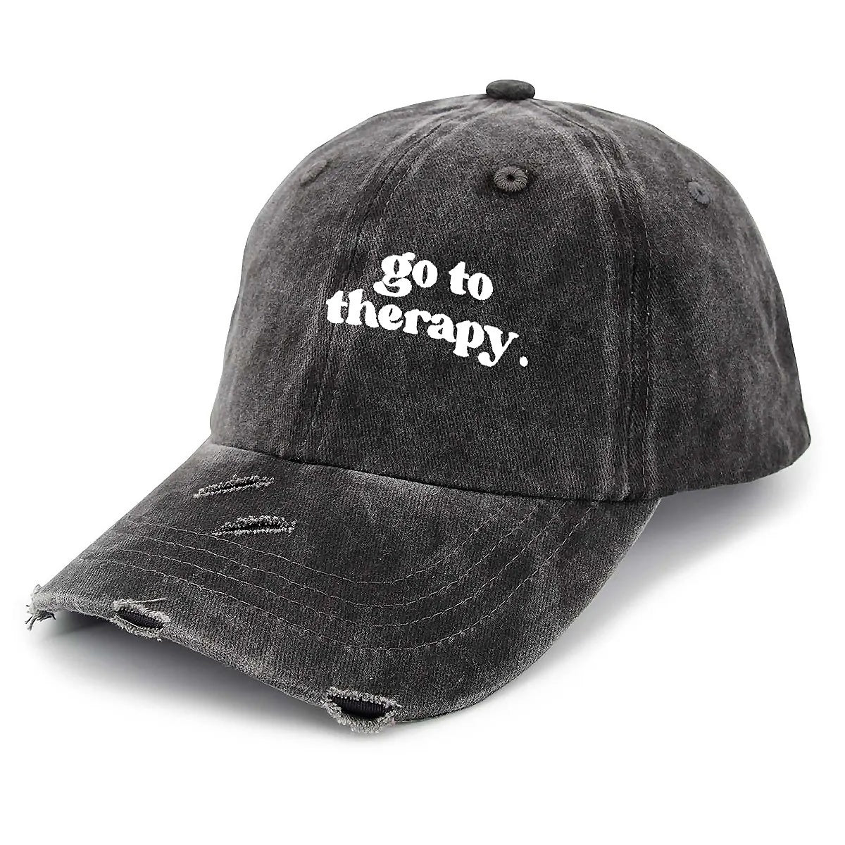 GO TO THERAPY Unisex Adjustable Curved Brim Print Hole Cowboy Baseball Hat