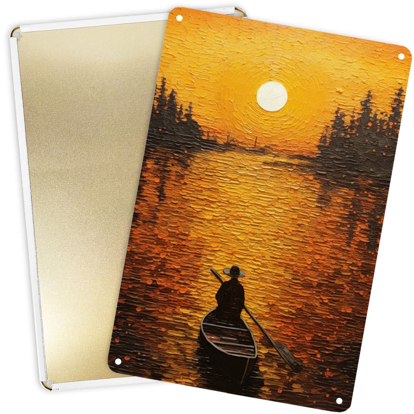 Sunset 8" x 12" Iron Painting Style Metal Tin Plate