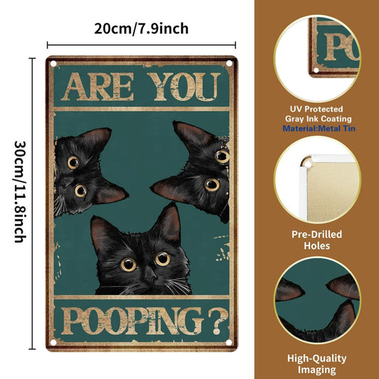 8" x 12" Cat Bathroom Wall Art Metal Sign, durable, wear-resistant, rust-resistant, suitable for garden, living room, bar, garage and other decorations, a good gift