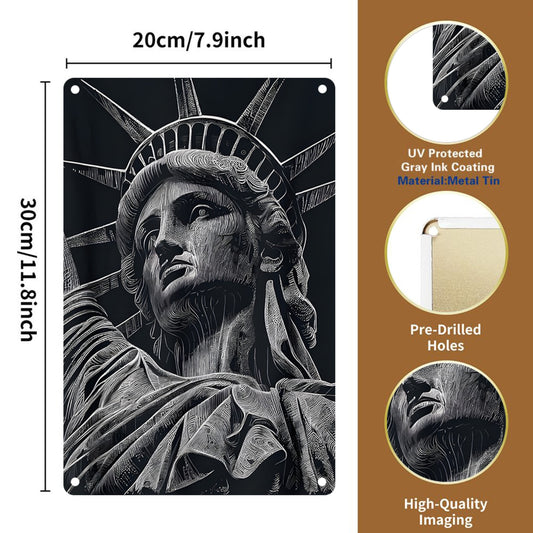 8" x 12" Statue of Liberty metal tin plate painting, durable, wear-resistant and rust-resistant, suitable for garage, home, bar, club, farm decoration, a good gift