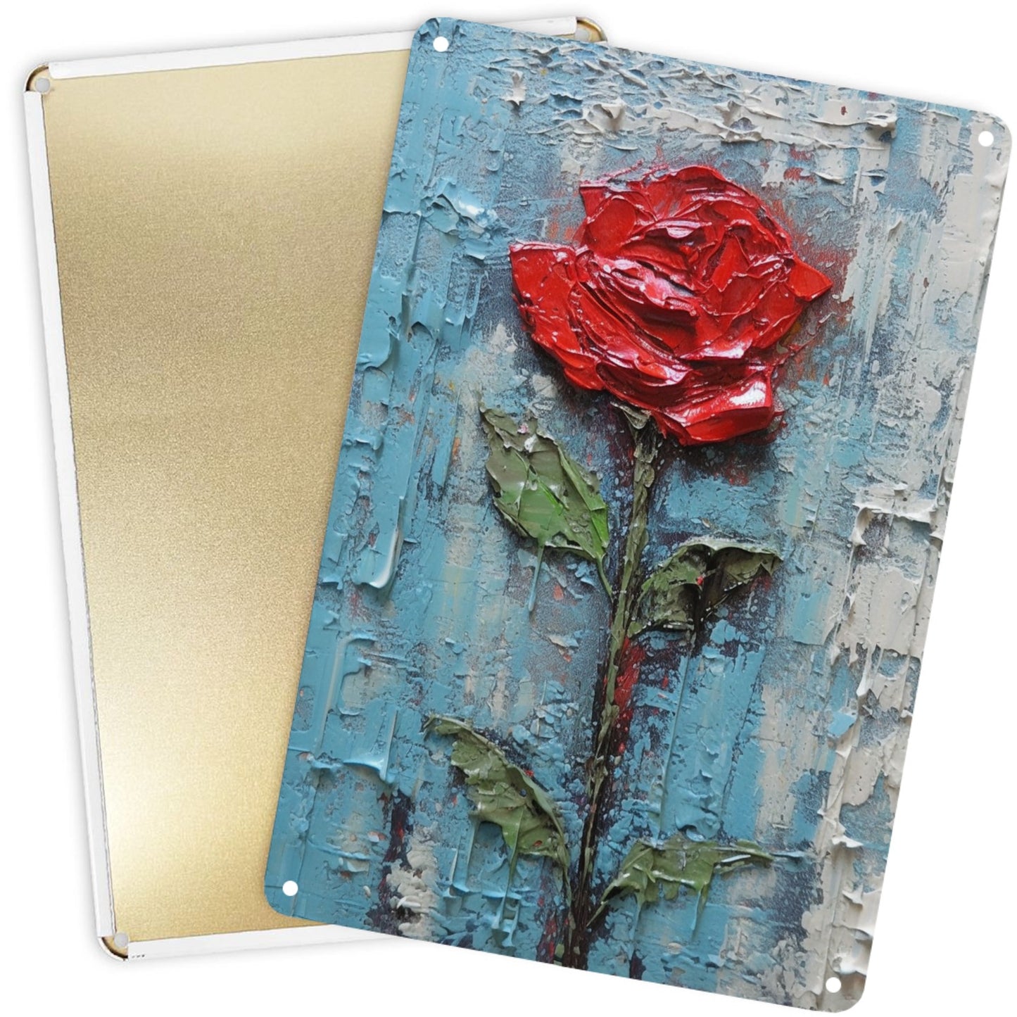 8" x 12" artistic style metal tin plate, rose flower tin painting, durable, wear-resistant and rust-resistant, suitable for garage, home, bar, club, farm decoration A good gift