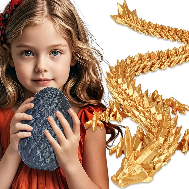 Small Dragon Eggs with Dragon Inside, 3D Printed Surprise Funny Gifts for Kids, Articulated Dragon Fidget Toys for Adults, Executive Desk Toys Office Room Décor (Sky Blue Ombre)