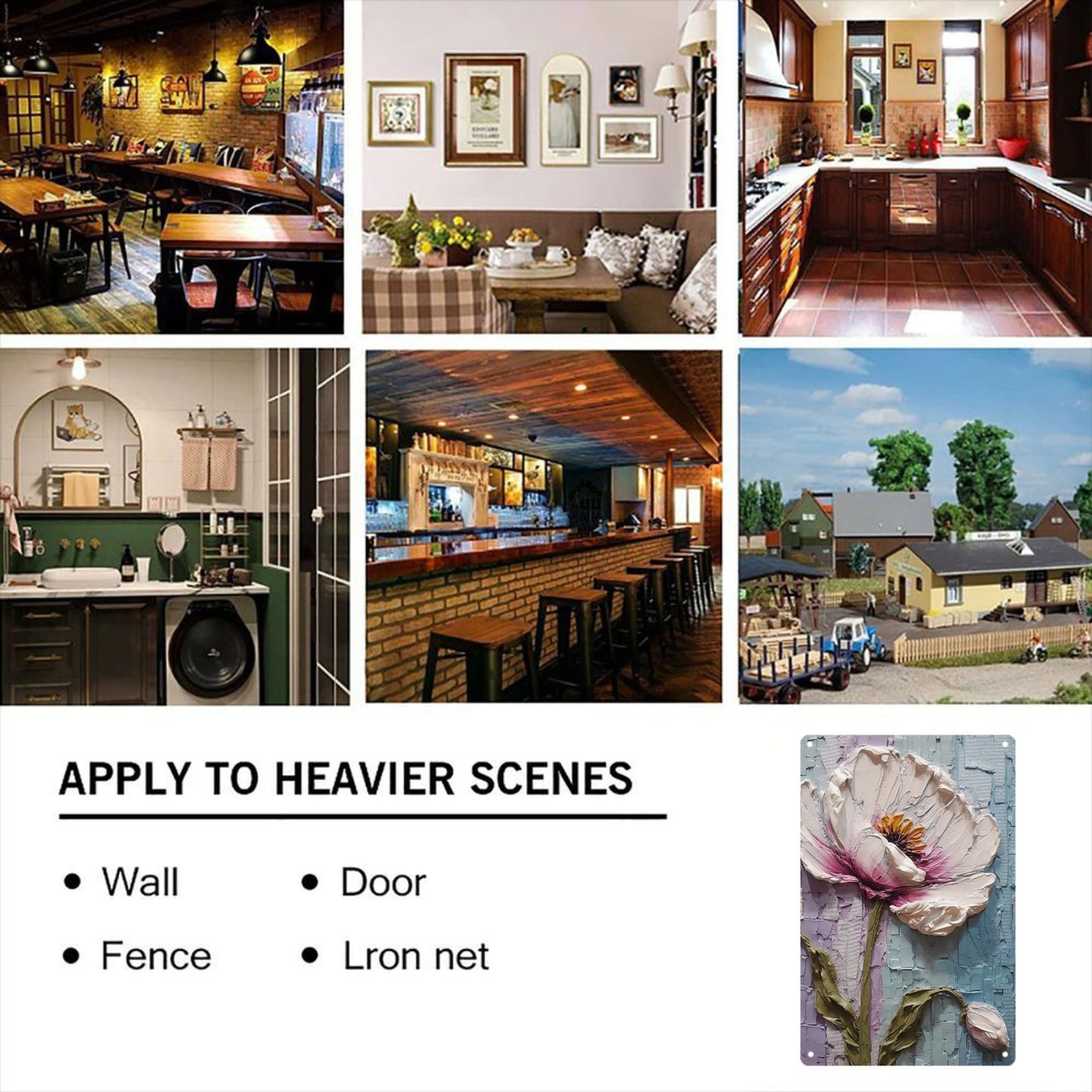 8" x 12" artistic style metal tin plate, flower tin painting, durable, wear-resistant and rust-resistant, suitable for garage, home, bar, club, farm decoration, a good gift