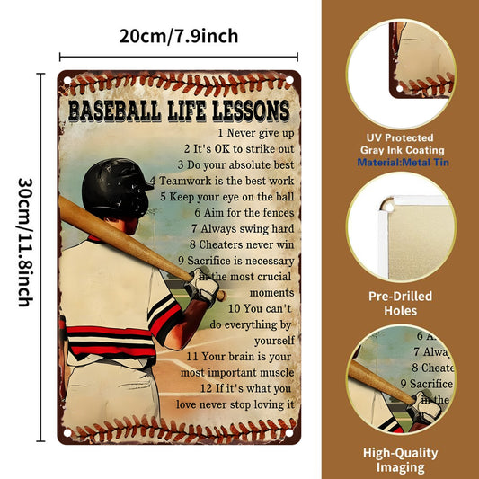 8" x 12" baseball vintage metal sign, durable, wear-resistant, rust-resistant, suitable for garden, room, living room, bar, garage and other decorations, a good gift