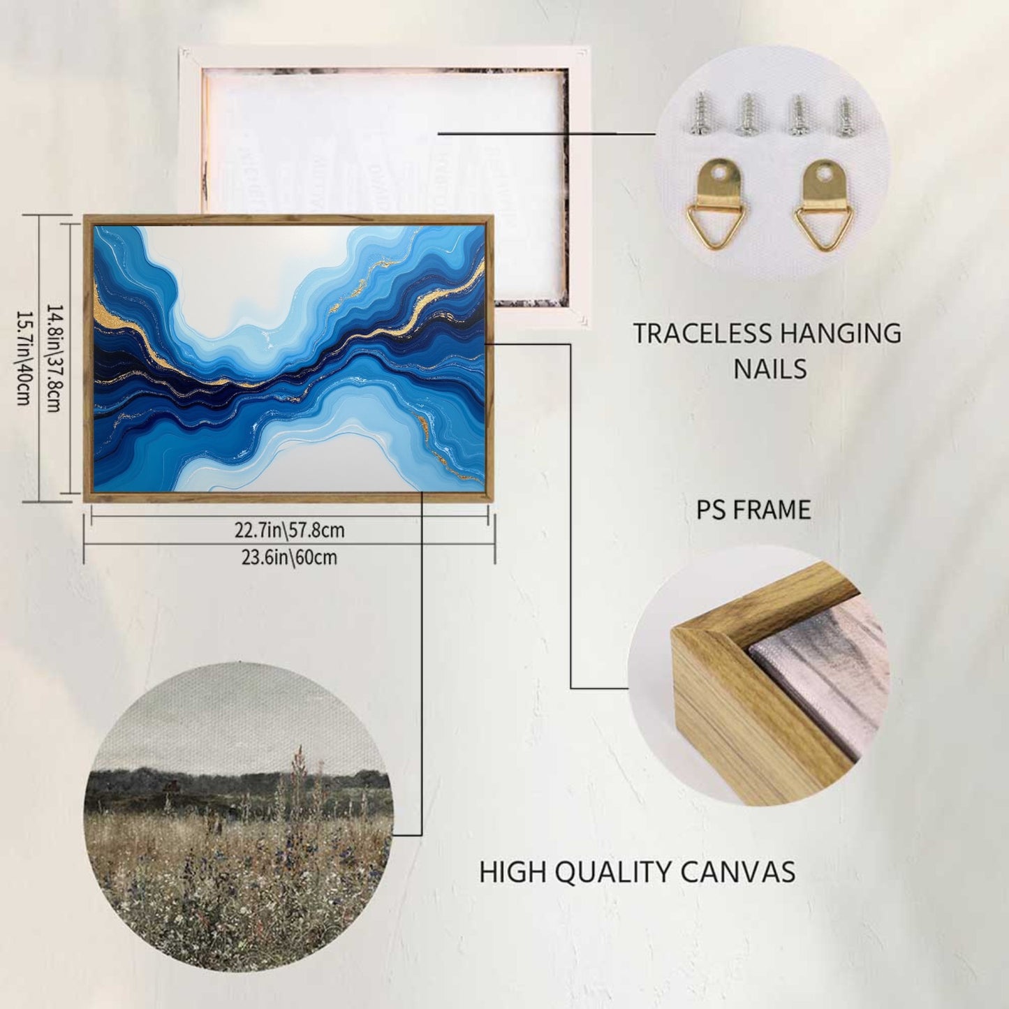 Water Framed Canvas Painting for Wall