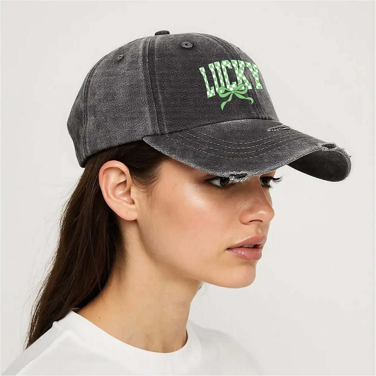 Luck Unisex Adjustable Curved Brim Print Hole Cowboy Baseball Hat