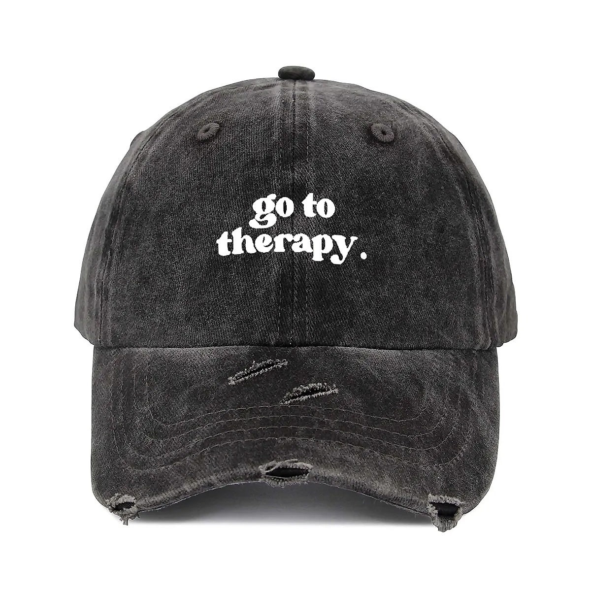 GO TO THERAPY Unisex Adjustable Curved Brim Print Hole Cowboy Baseball Hat