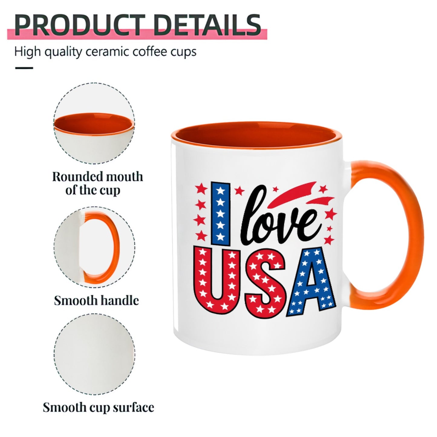 I LOVE USA 11OZ 325ml Ceramic Mug