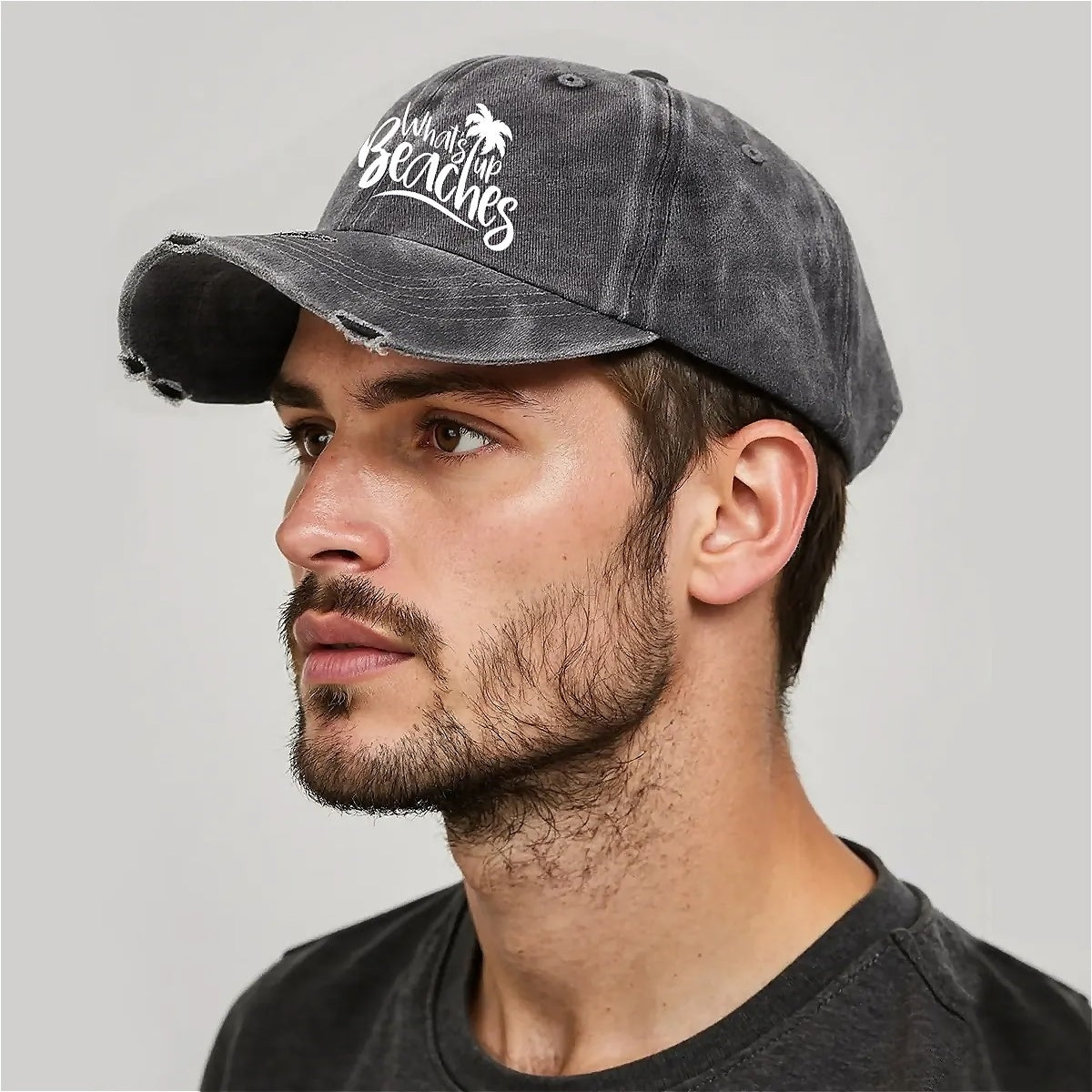 Whats Up Unisex Adjustable Curved Brim Print Hole Cowboy Baseball Hat