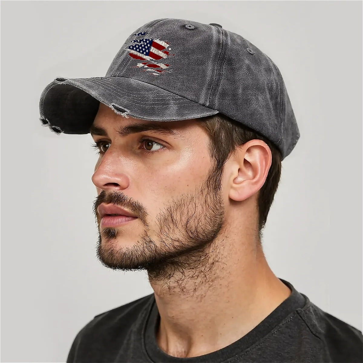 Flag Unisex Adjustable Curved Brim Print Hole Cowboy Baseball Hat