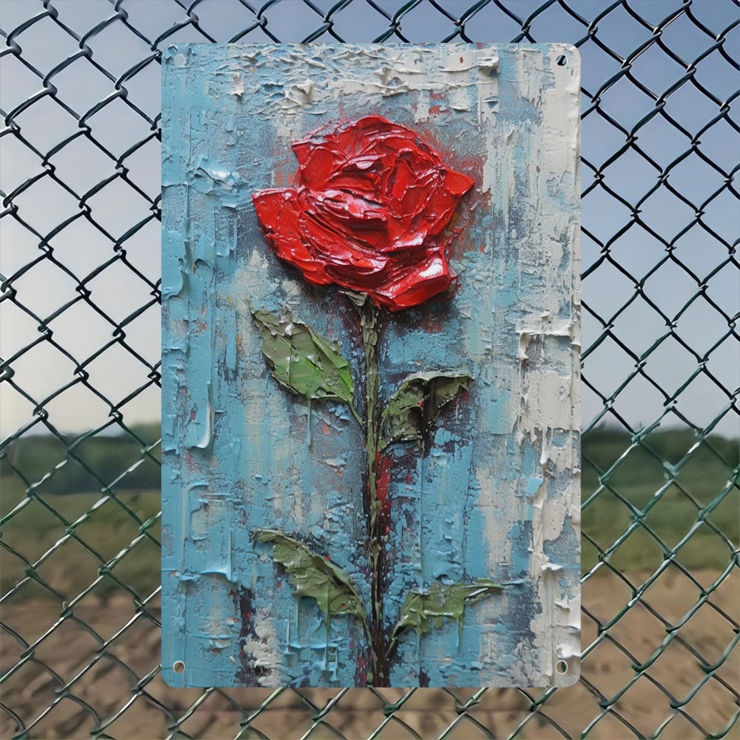 8" x 12" artistic style metal tin plate, rose flower tin painting, durable, wear-resistant and rust-resistant, suitable for garage, home, bar, club, farm decoration A good gift