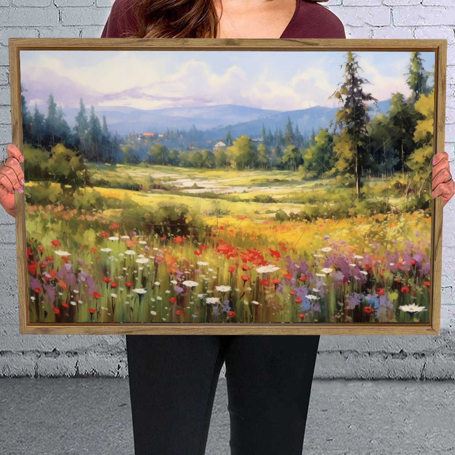 Forest Framed Canvas Painting for Wall 24x16 inches