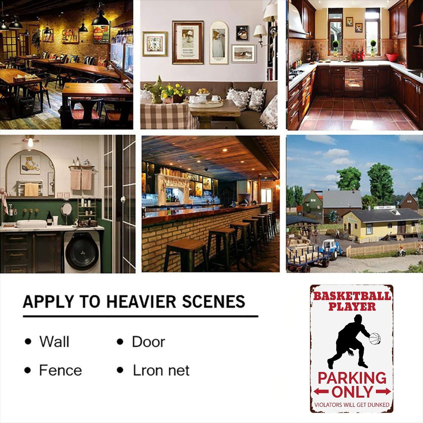 Hot !8" x 12" Basketball Players Only Parking Sign, Funny Arrow Instructions, Violators Will Be Dunked Sign, Durable, Wear-resistant, Rust-resistant, Suitable for Garden, Room, Living Room, Bar, Garage and other decorations, A Good Gift