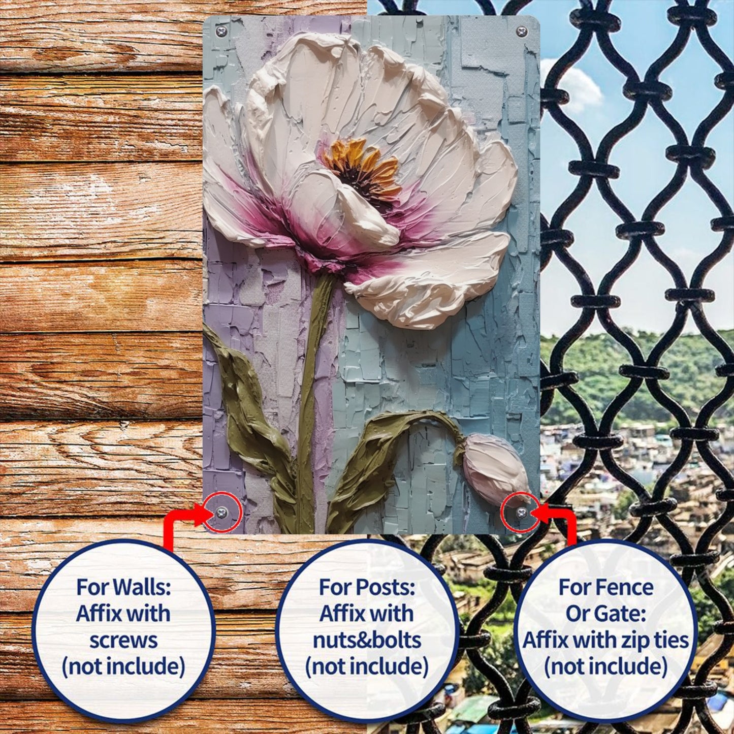 8" x 12" artistic style metal tin plate, flower tin painting, durable, wear-resistant and rust-resistant, suitable for garage, home, bar, club, farm decoration, a good gift