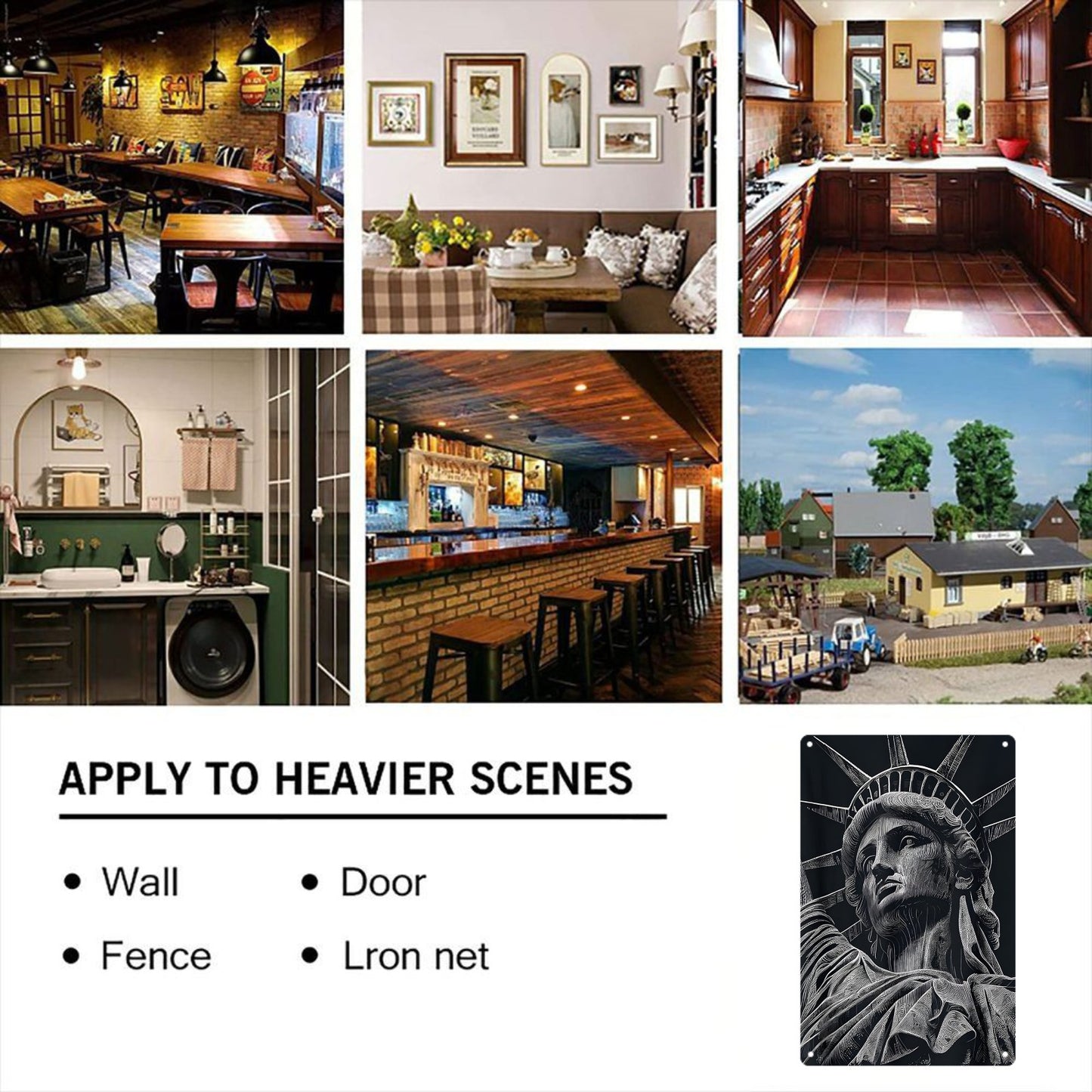 8" x 12" Statue of Liberty metal tin plate painting, durable, wear-resistant and rust-resistant, suitable for garage, home, bar, club, farm decoration, a good gift