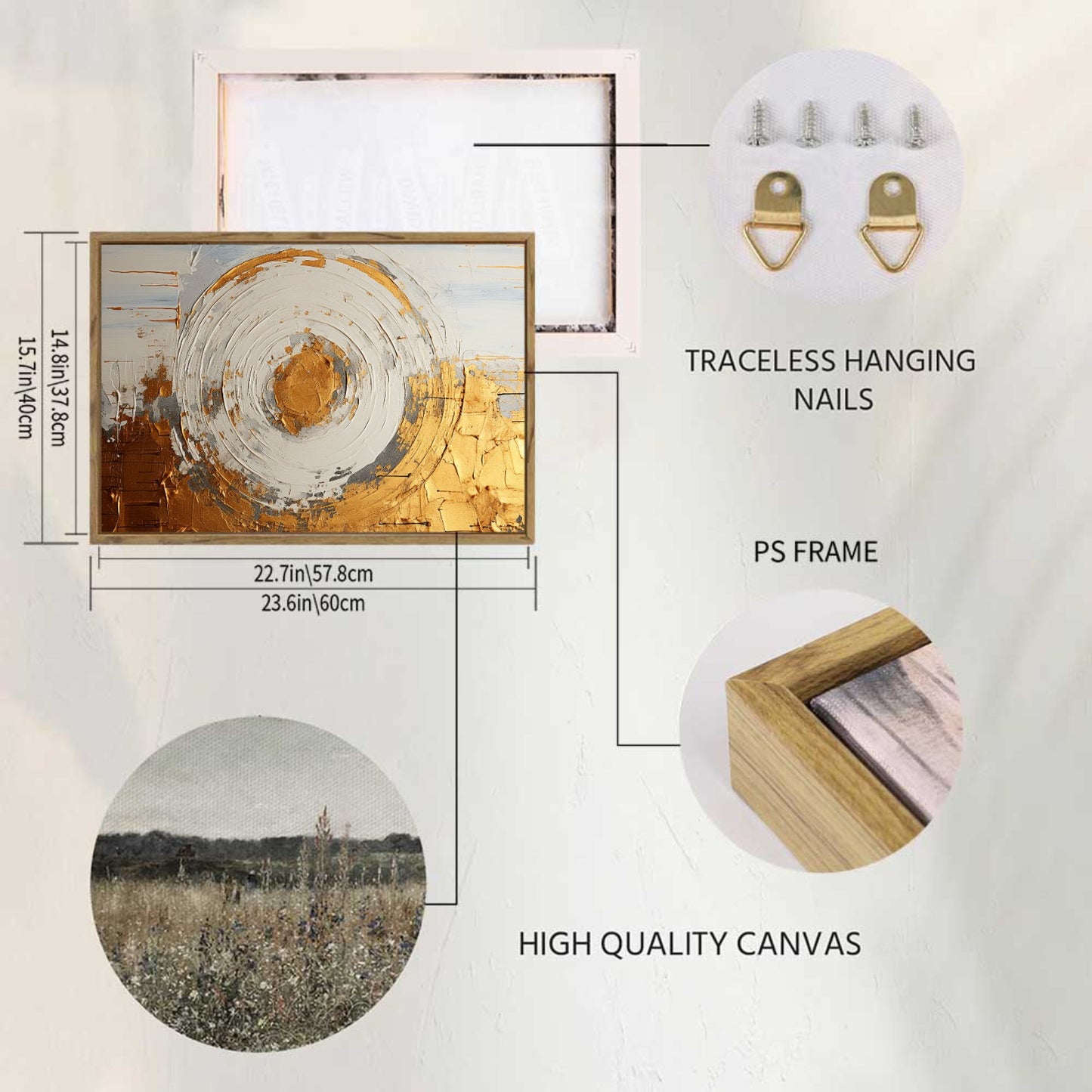 Framed Canvas Painting for Wall 24x16 inches