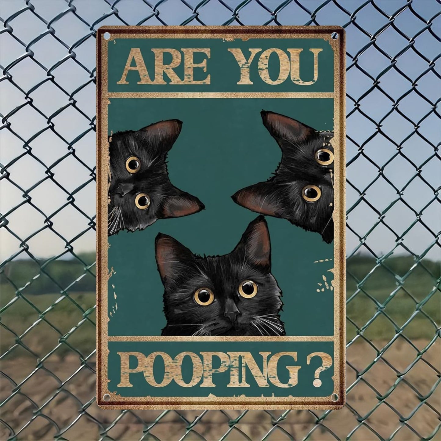 8" x 12" Cat Bathroom Wall Art Metal Sign, durable, wear-resistant, rust-resistant, suitable for garden, living room, bar, garage and other decorations, a good gift