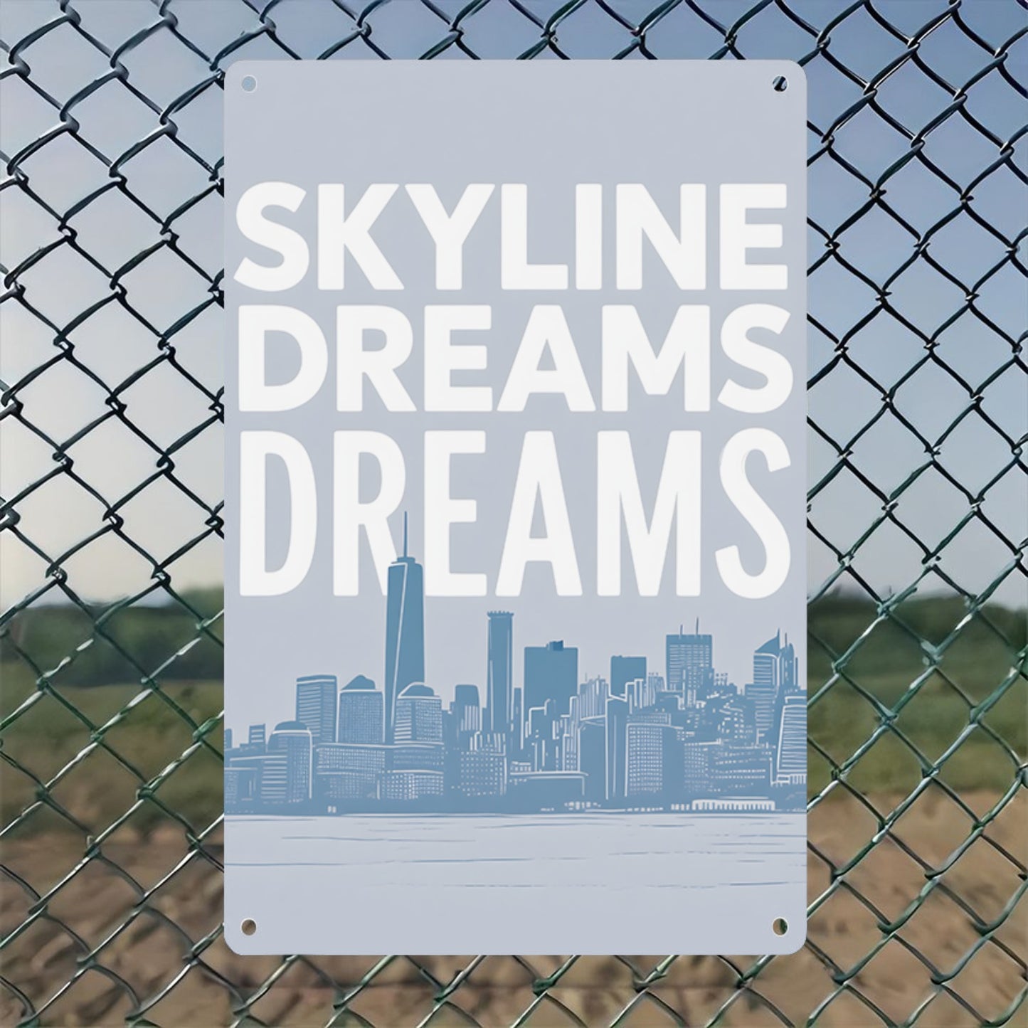 SKYLINE DREAMS DREAMS, elegant metal wall art decoration, perfect for home, bar and garage decoration
