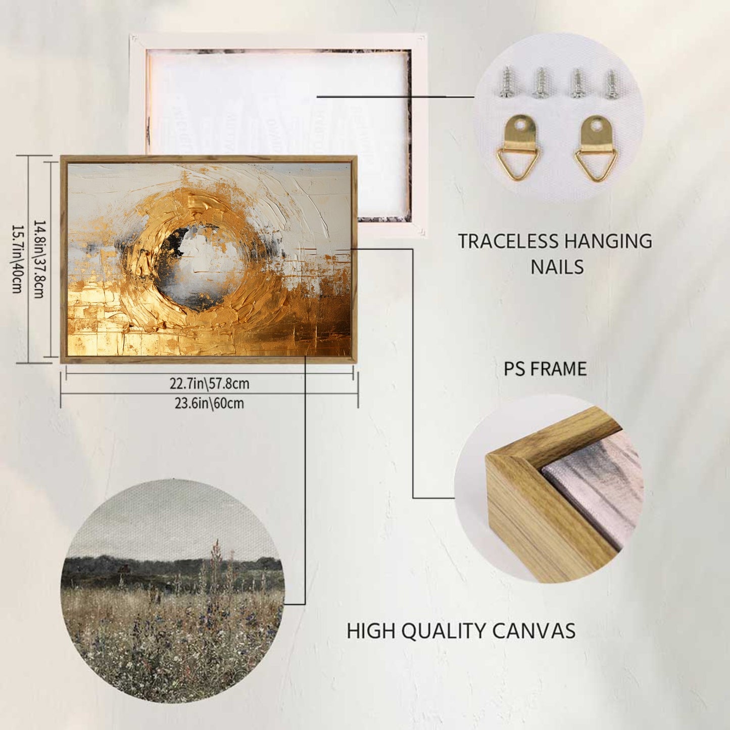 Framed Canvas Painting for Wall 24x16 inches