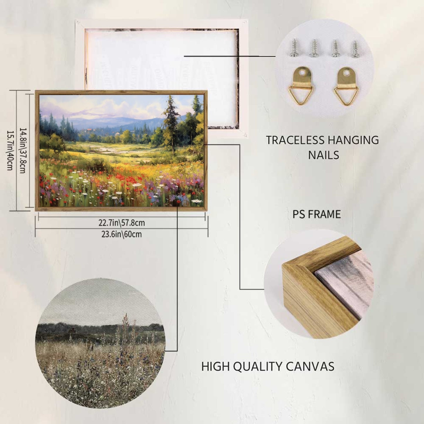 Forest Framed Canvas Painting for Wall 24x16 inches