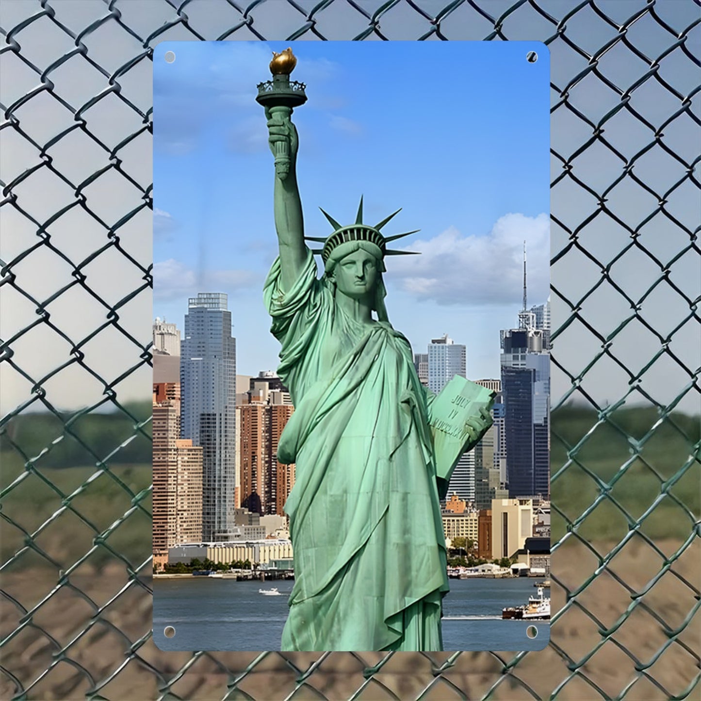8" x 12" Statue of Liberty metal tin plate painting, durable, wear-resistant and rust-resistant, suitable for garage, home, bar, club, farm decoration, a good gift