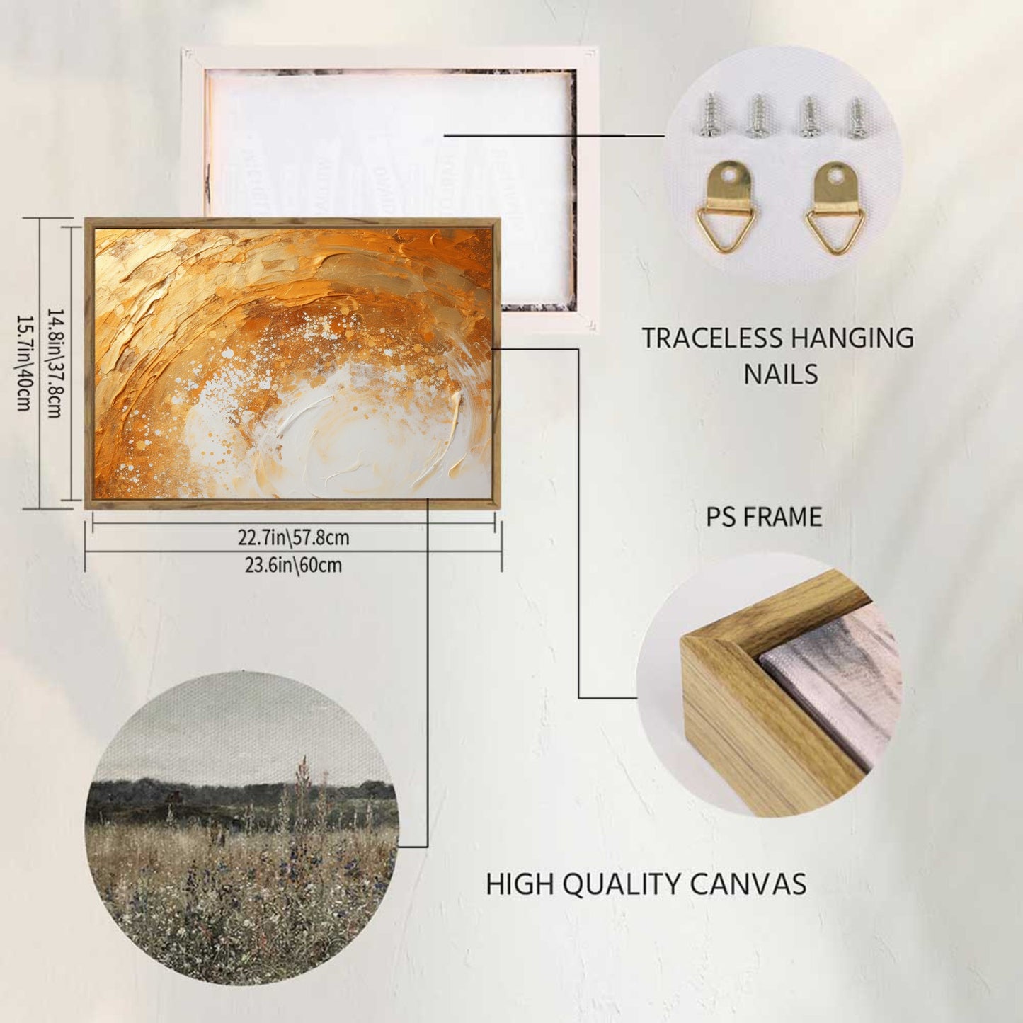 Framed Canvas Painting for Wall 24x16 inches