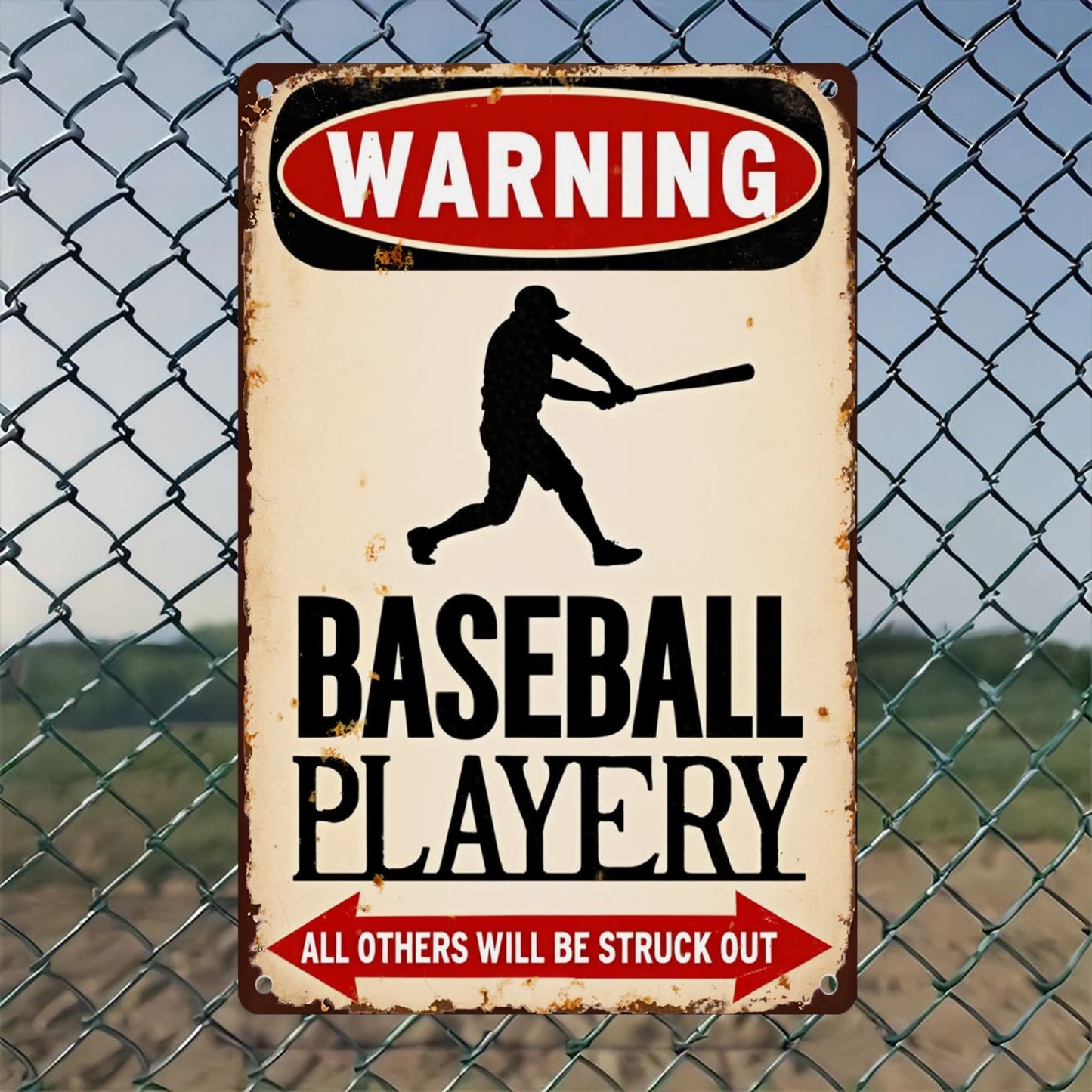 8*12 Baseball Player Inch Vintage Metal Tin Sign Decor Iron Painting
