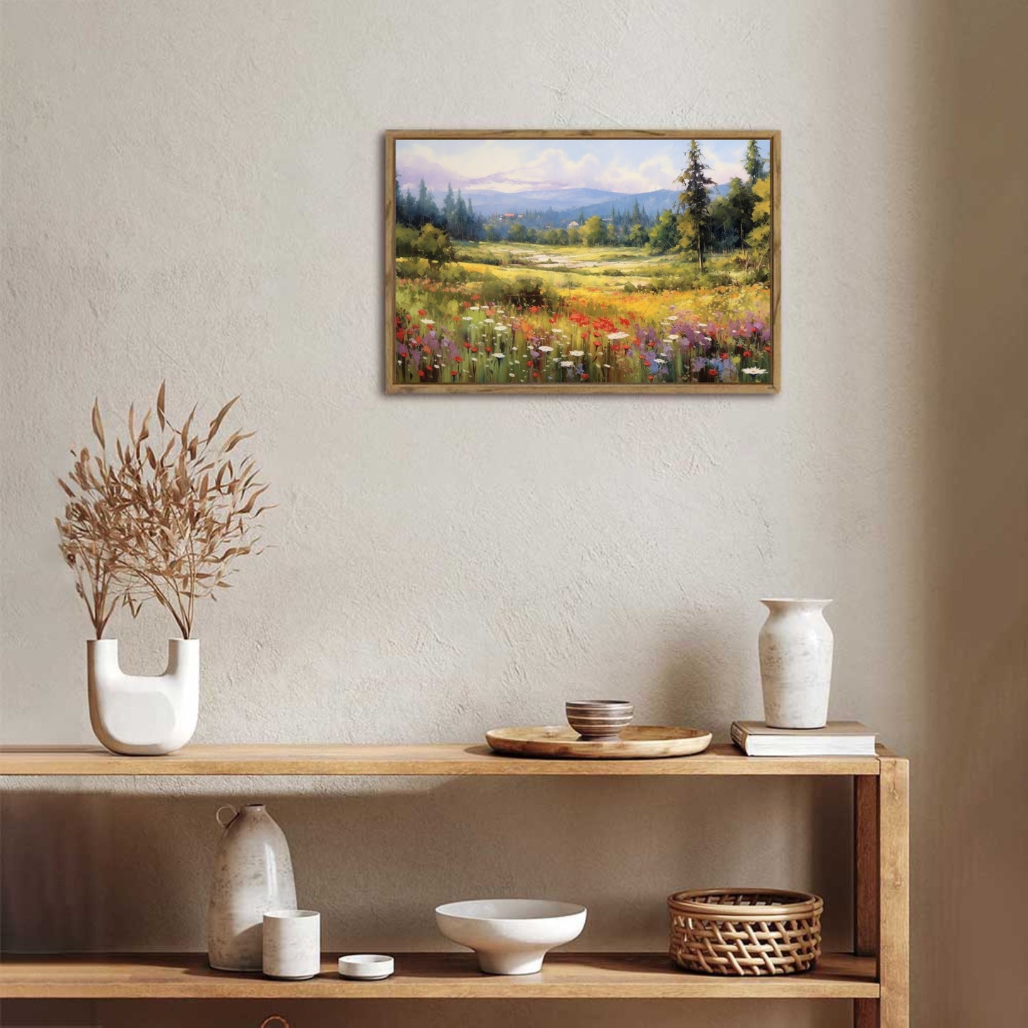 Forest Framed Canvas Painting for Wall 24x16 inches