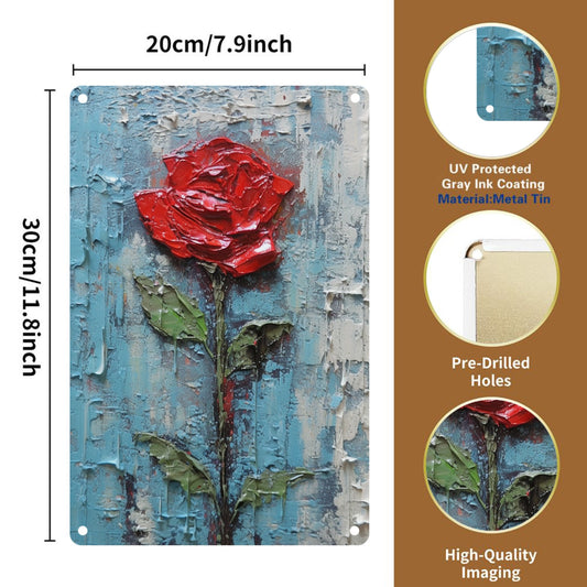 8" x 12" artistic style metal tin plate, rose flower tin painting, durable, wear-resistant and rust-resistant, suitable for garage, home, bar, club, farm decoration A good gift